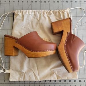 Brown Leather Clogs